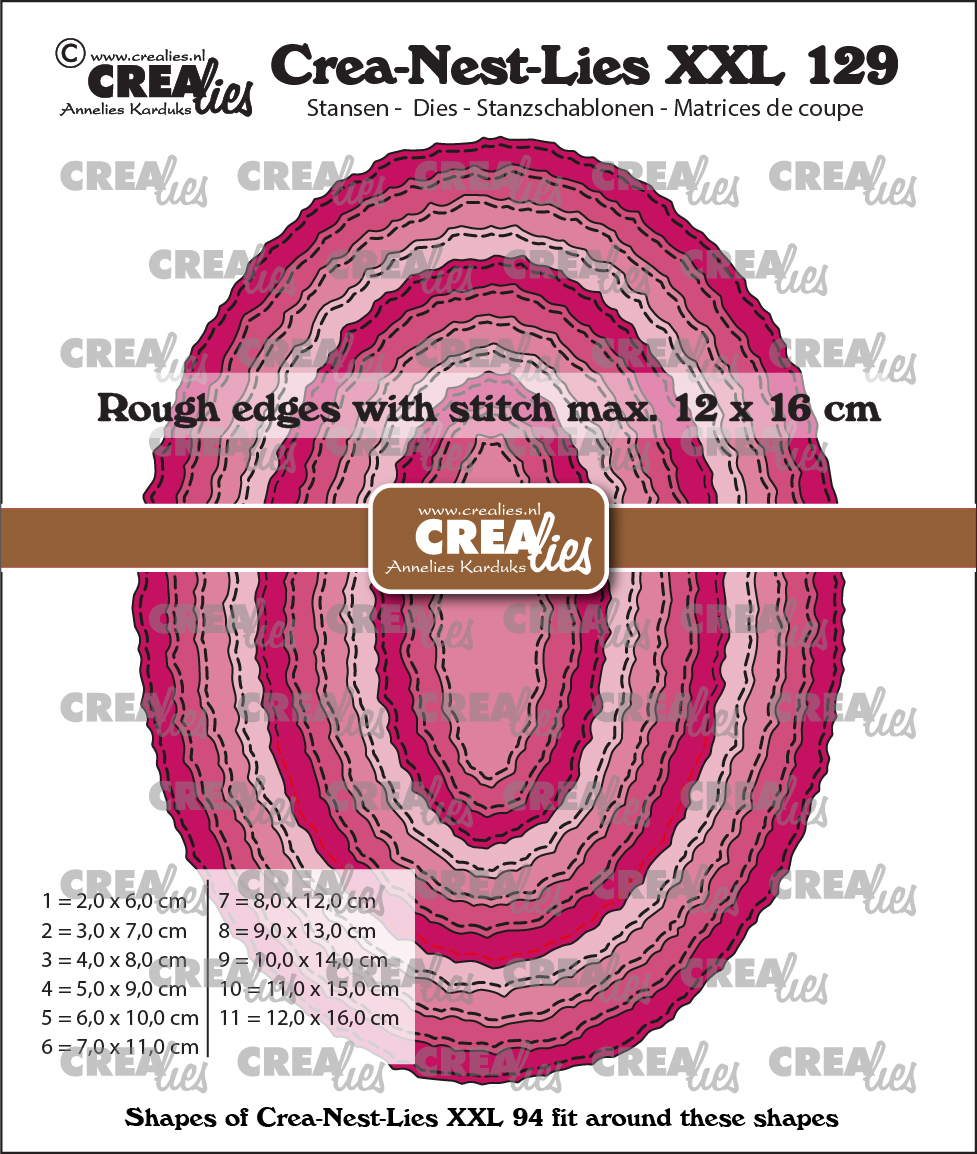 Crealies • Crea-Nest-Lies XXL Cutting Die Ovals With Rough Edges And Stitchlines
