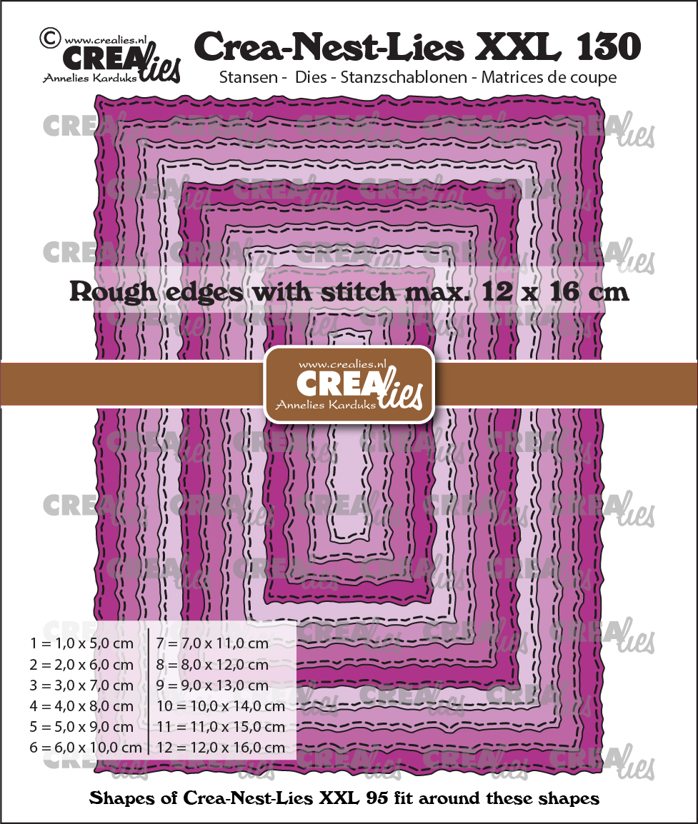 Crealies • Crea-Nest-Lies XXL Cutting Die Rectangles With Rough Edges And Stitchlines