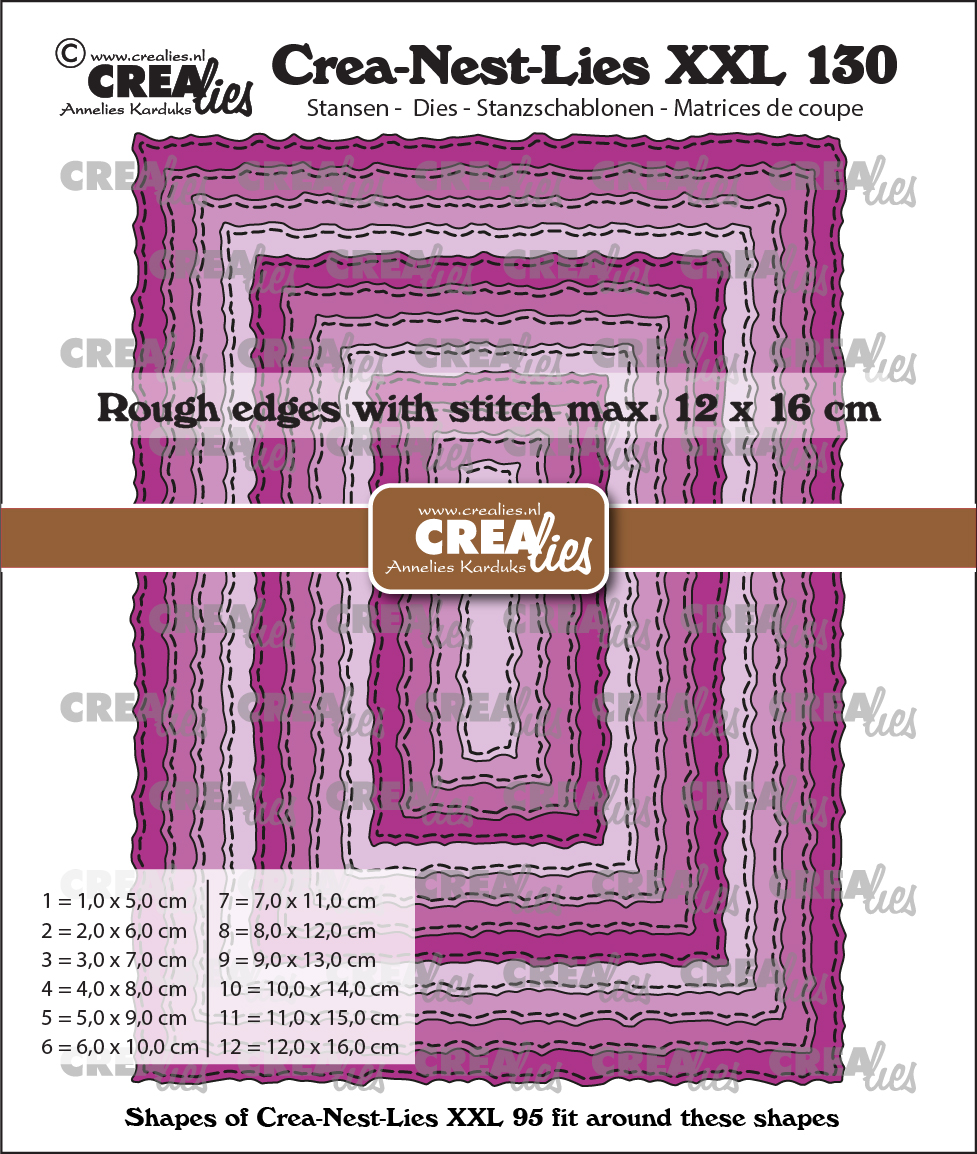 Crealies • Crea-Nest-Lies XXL Plantilla De Corte Rectangles With Rough Edges And Stitchlines