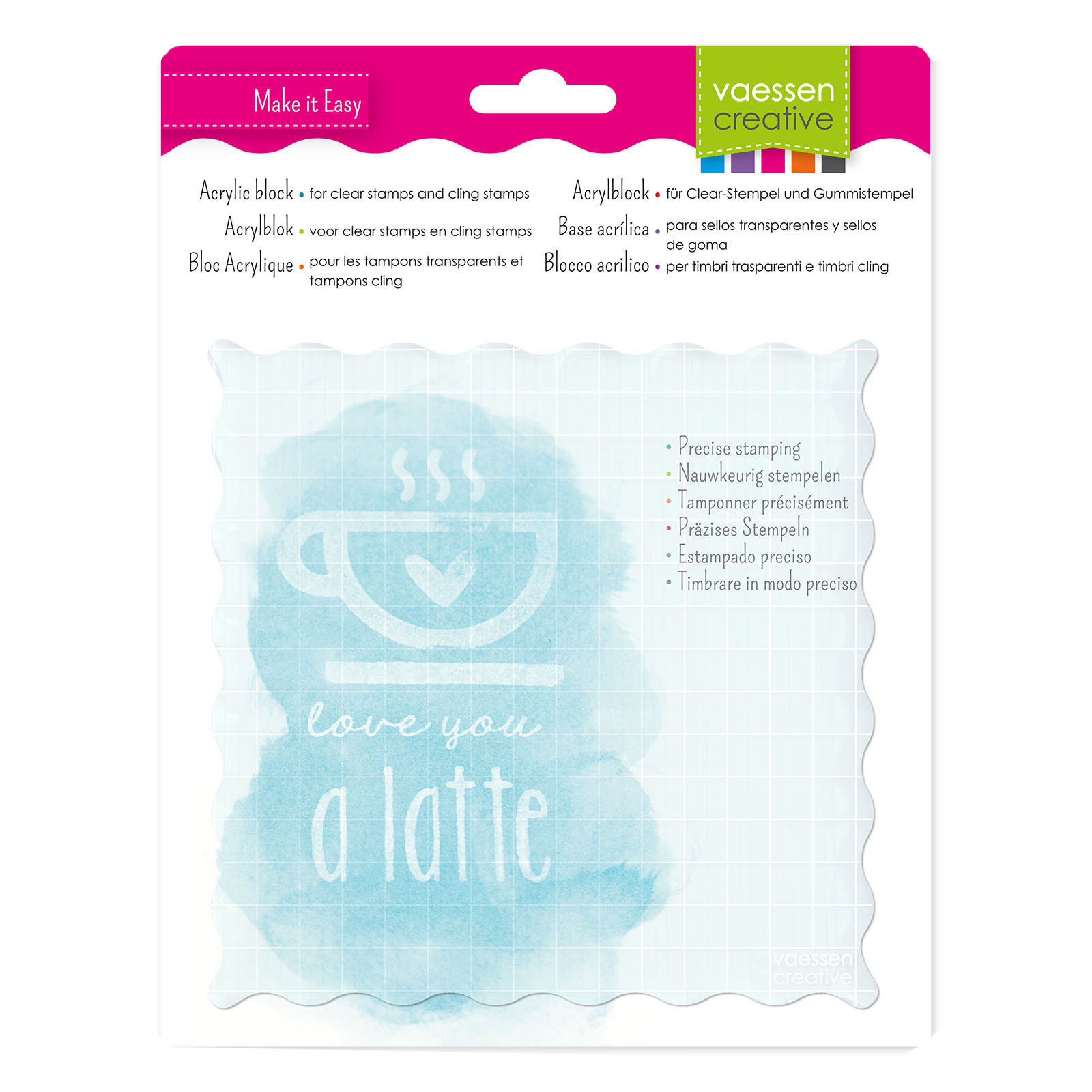 Set van 3 stempelblokken, 5/7,5/10 cm, doorzichtig stempelblok met raster, acrylblok voor siliconenstempel, scrapbooking