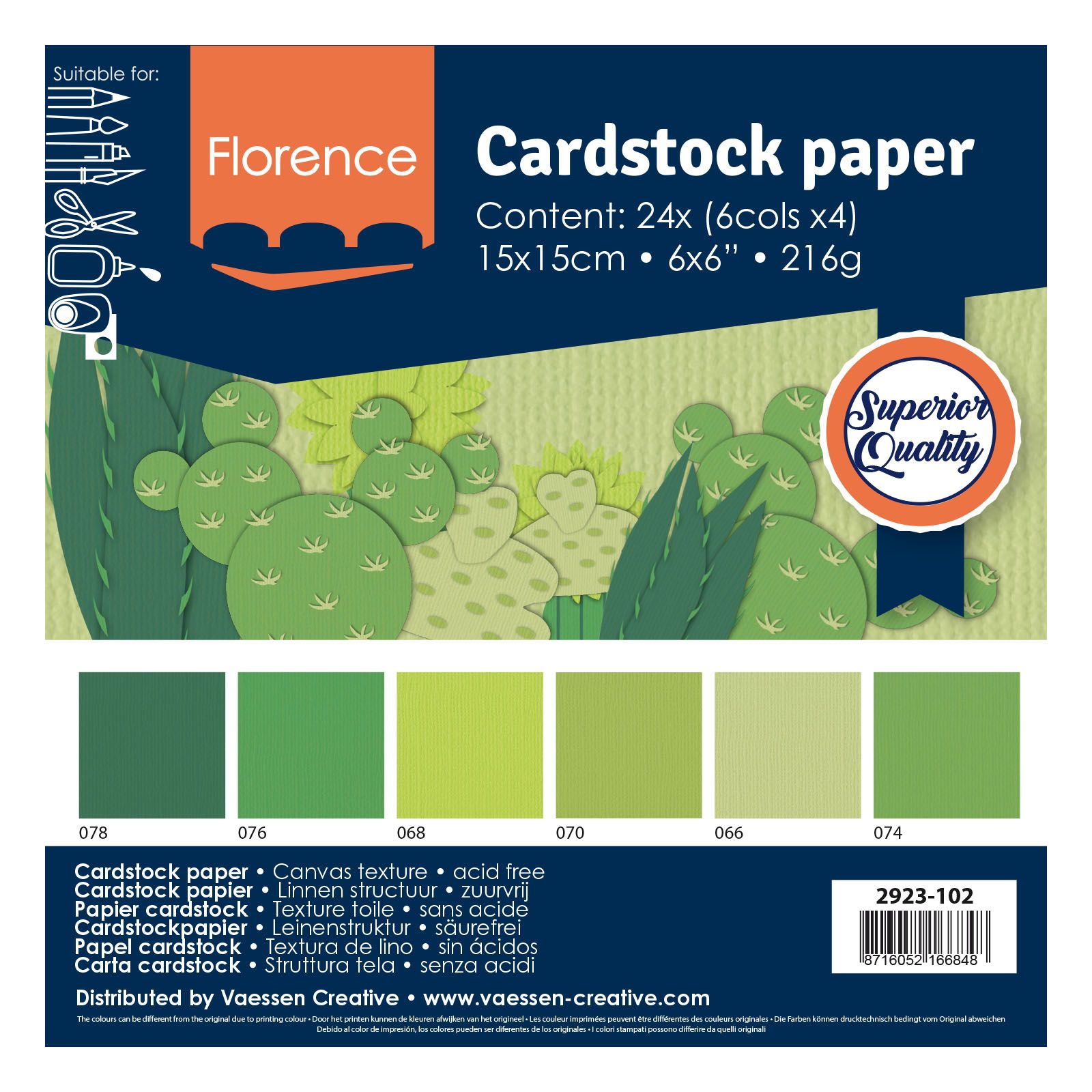 Florence • Cardstock Paper Texture Multipack 6x6" Green