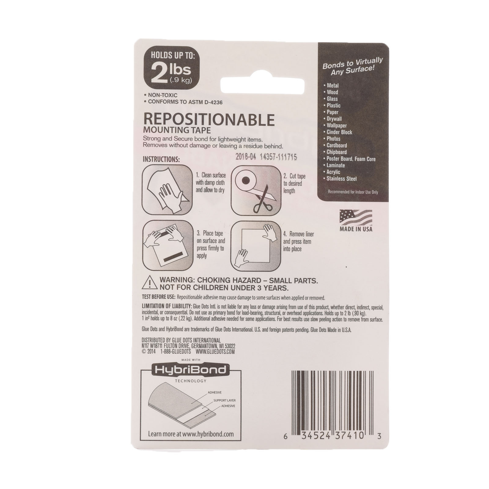 Glue Dots • Hybribond Repositionable Mounting Tape 1,8m