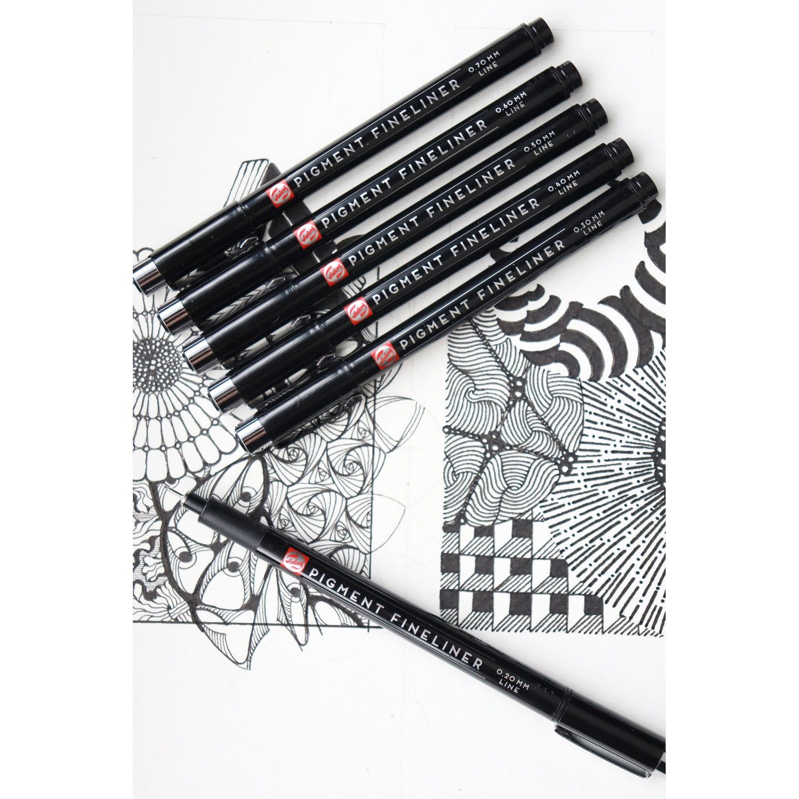Set De 6 Rotuladores Fineliner Talens Pigment, Puntas 0,20 A 0,70 Mm, Tinta Negra Permanente Y Resistente A La Luz, Ideales Para Dibujo, Bocetos Y Lettering