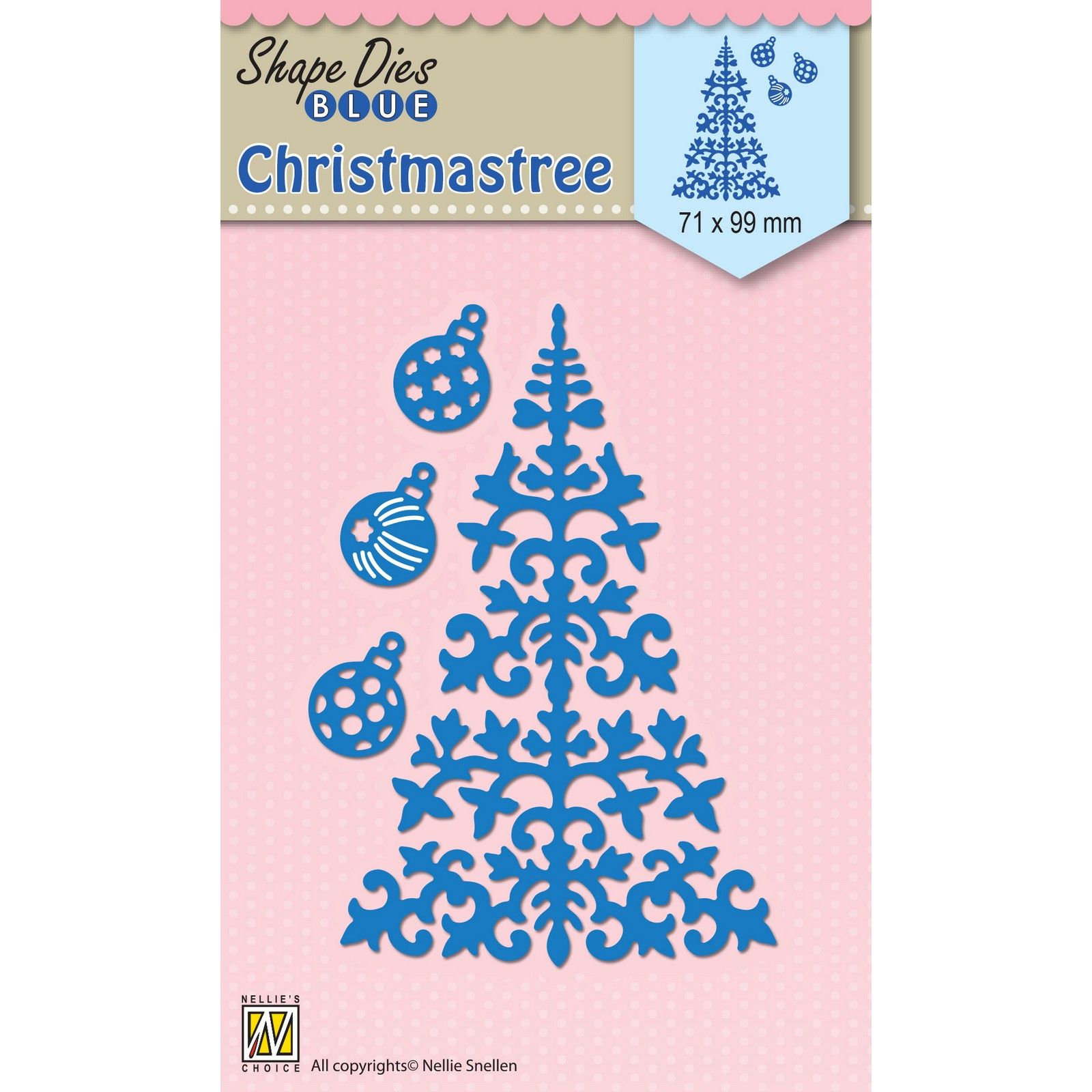 Nellie's Choice • Shape Dies Blue Christmas tree & baubles